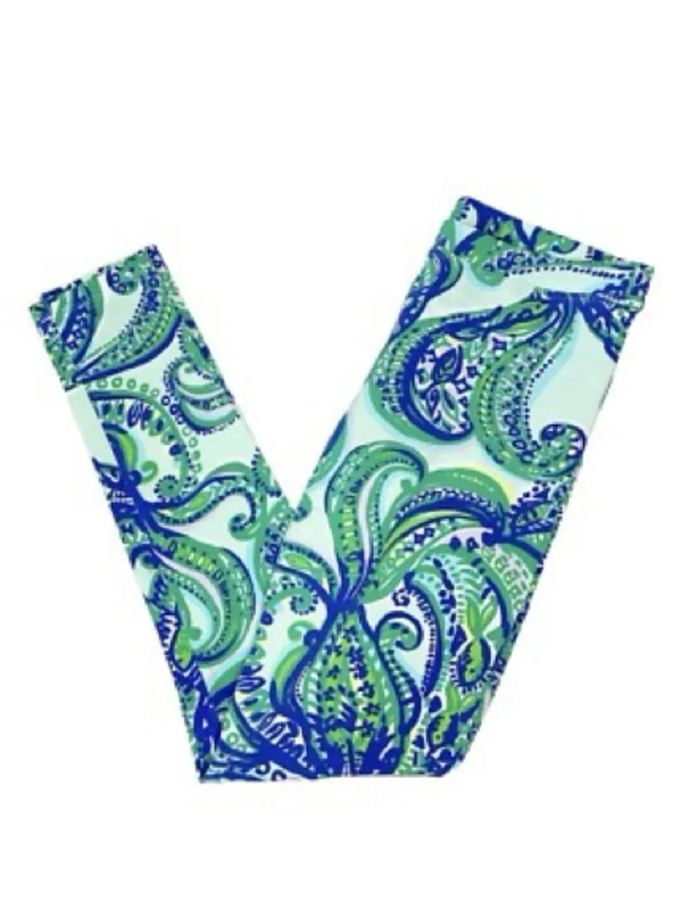 Lilly Pulitzer Maia Blue & Green Paisley Kids Pundy Blue Leggings Isle Be Back